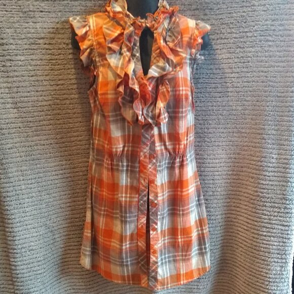 Pepe Jeans Tops - Plaid Button Down Tunic Top